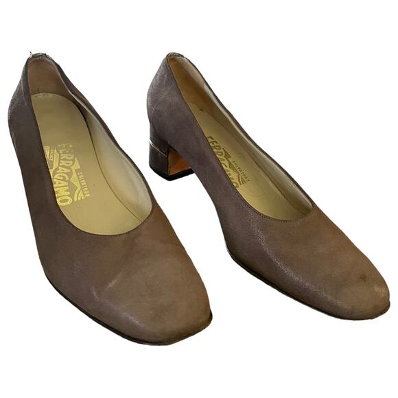 Salvatore Ferragamo Brown Block Heels Size 8.5 - Picture 2 of 8